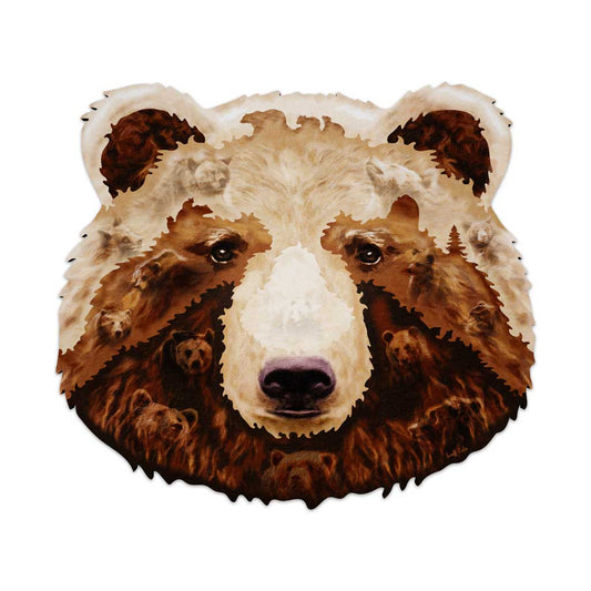 Fathom Puzzles Bearly There Wooden Laser Cut Jigsaw 200 Pieces Geoff Cota Grizzly Brown Bear