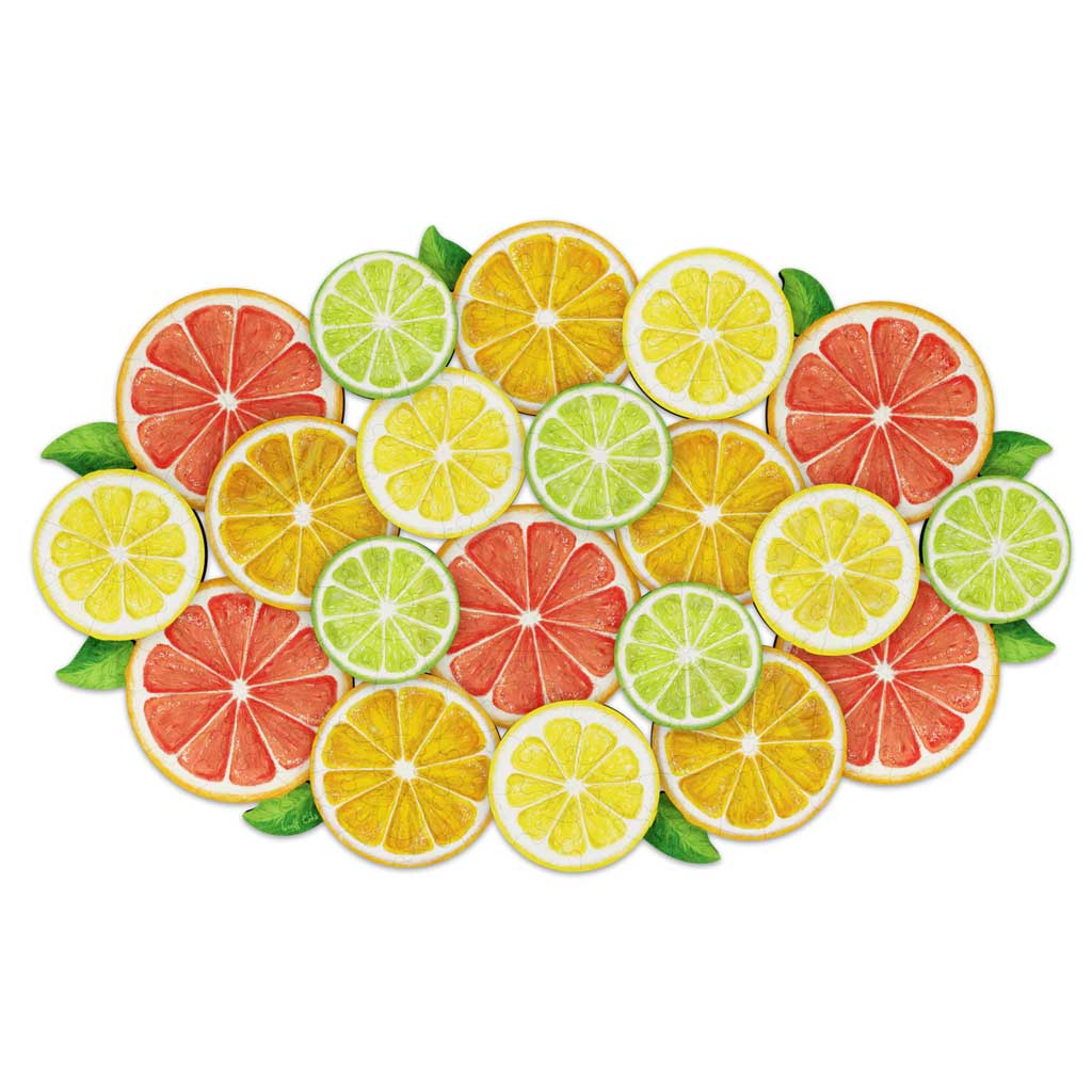 Fathom Puzzles Sweet & Sour Main Wooden Laser Cut Jigsaw 200 Pieces Geoff Cota Citrus, Lemon, Lime, Orange Grapefruit